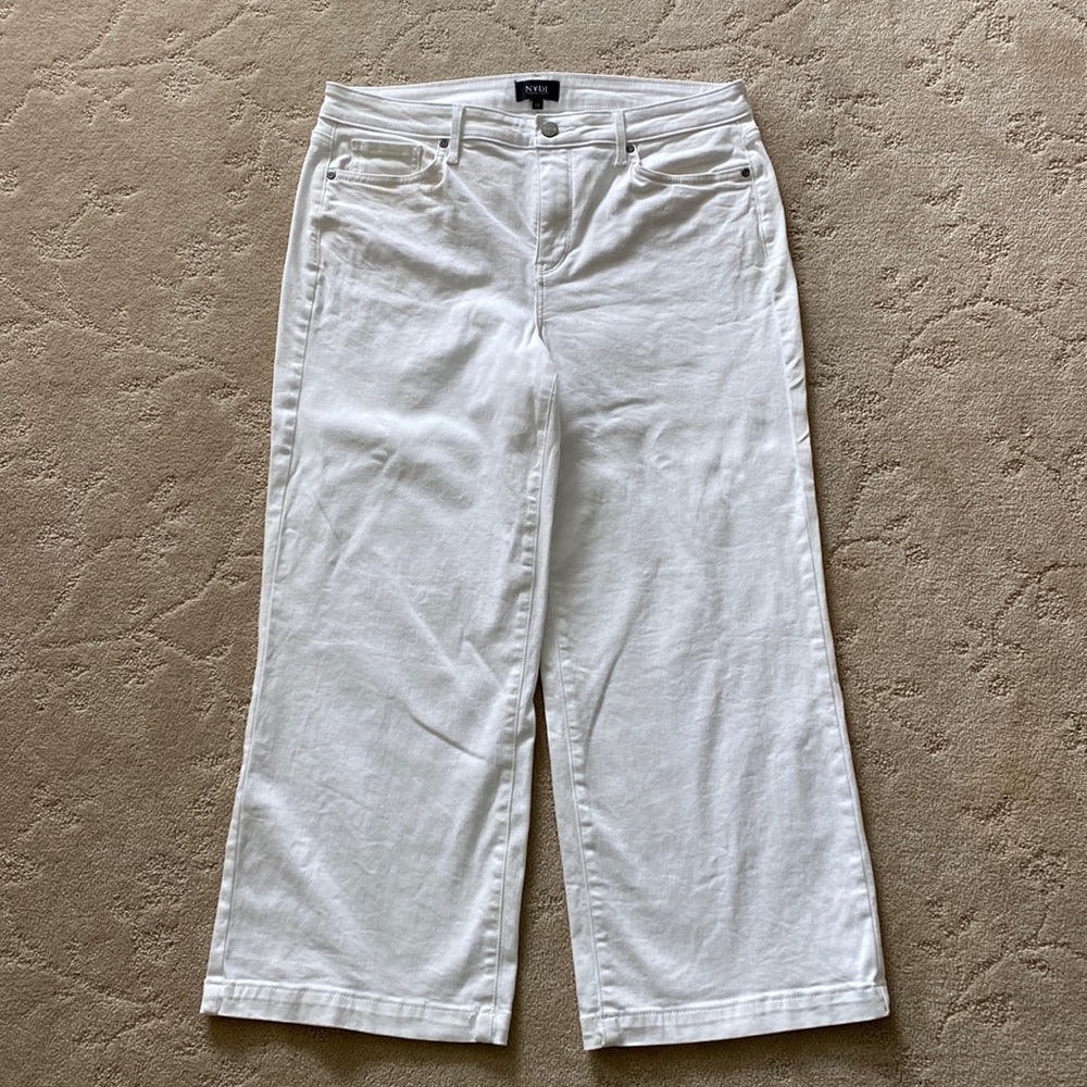 NYDJ Terese wide leg ankle jean in white, size 12